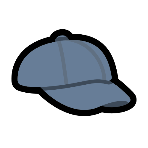 A desaturated blue baseball cap